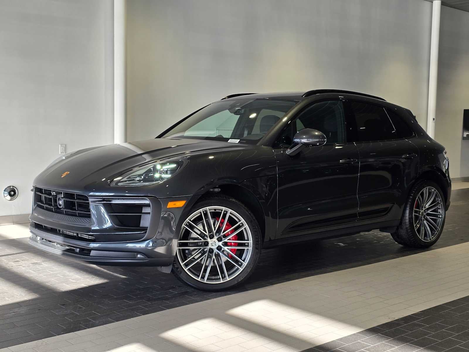 2025 Porsche Macan Macan S in Volcano Grey Metallic — front three-quarter view